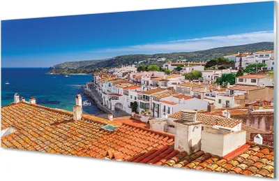 Produktbild von Glasbilder 140x70 Wandkunst Spanien Stadt Berge Meer