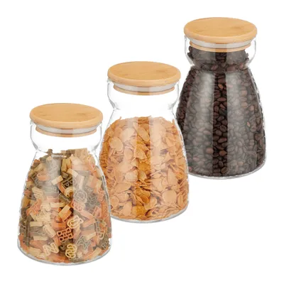 Produktbild von relaxdays 3er Set Vorratsgläser mit Deckel 1100 ml