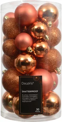 Produktbild von Weihnachtskugeln Kunststoff 4-6cm Mix 30er Set - Warmorange