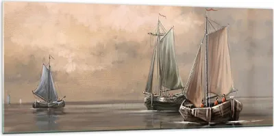 Produktbild von Bilder auf glas - Meer Boot Fischer - 120x50cm - Glasbilder - Wandbilder - Kunstdruck - zum Aufhängen bereit - Wanddekoration aus Glas - Glas Bilder - Wandbild auf Glas - Einteilig - GAB120x50-3514