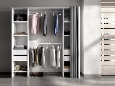 Immagine prodotto di Dmora Guardaroba Grande Era 50x205h cm Bianco, Appendiabiti 4 Cassetti