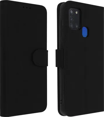 Produktbild von Avizar, Flip Cover Geldbörse, Klappetui Kunstleder für Galaxy A21s, Schwarz