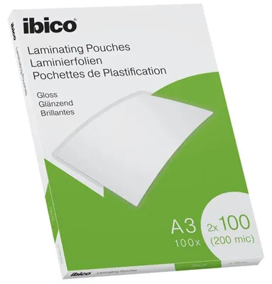 Immagine prodotto di Pellicola per plastificazione formato A3, 100 micron, lucida, confezione da 100 fogli, trasparente