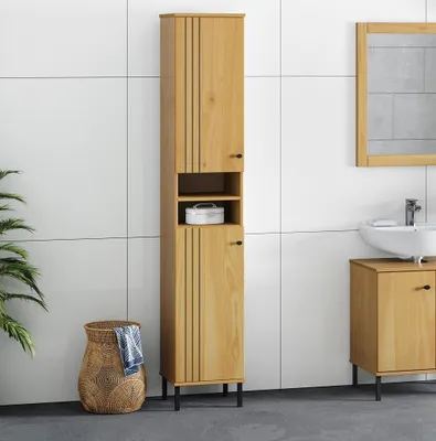 Produktbild von Badhochschrank 35x190cm 'Detroit' Kiefer massiv eichefarbig & schwarz