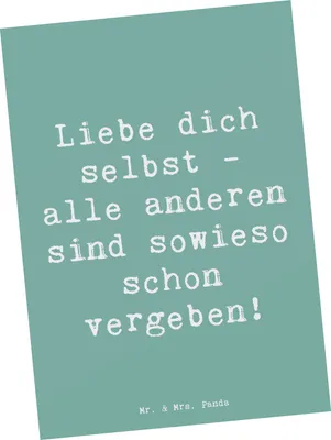 Produktbild von Mr. & Mrs. Panda Postkarte Spruch Selbstakzeptanz Liebe - Meeresbrise - Geschenk, Ansichtskarten, Stimmung, Grußkarte, Mitgefühl, Glück, Wertschätzung, Motivation, Zitat