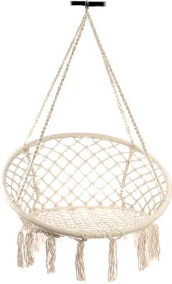 Zdjęcie produktu dla KIK KX7629 Fotel wiszący z frędzlami 80 cm biały