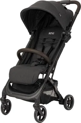 Produktbild von Novi Sky Buggy – ab 6 Monaten bis 22 kg – XXL-Sonnenverdeck – 5-Punkt-Gurt – inkl. Regenschutz - Schwarz