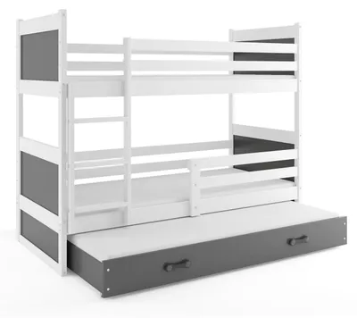 Produktbild von BMS Etagenbett für Kinder Rico Weiß Graphit 3 Schlafplätze