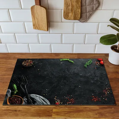 Produktbild von DarHaus Herdabdeckplatte 70x52 cm Anti Rutsch Matte Aufrollbar, schiefer - Gewürze - Chilli