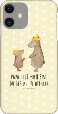 Produktbild von Mr. & Mrs. Panda Iphone 11 Handyhülle Bären mit Hut - Gelb Pastell - Geschenk, Vatertag, XR, Cover, Hülle, Papa, Kinder, Handy Schutzhülle, Bär, Familie, Bruder