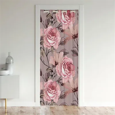 Image de Rideau occultant avec œillets, motif floral, 130x200 cm, fleurs de pivoine