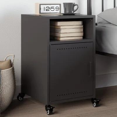 Zdjęcie produktu dla Maison Exclusive – szafka nocna czarna 36 x 39 x 59 cm stal