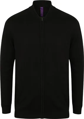 Produktbild von Henbury H718 | Herren Knitted Bomber Jacke - Farbe: Black - Größe: 3XL