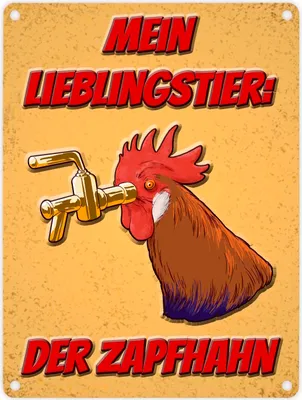 Produktbild von Metallschild in 15x20 cm mit Bier-Spruch - Mein Lieblingstier: der Zapfhahn