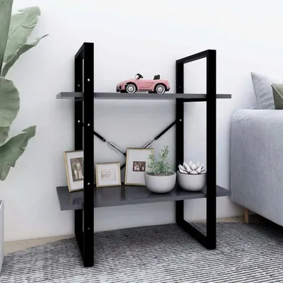 Produktbild von vidaXL Bücherregal 2 Fächer Grau 60x30x70 cm Holzwerkstoff - Bücherregal - Bücherregale - Bücherschrank - Bücherschränke