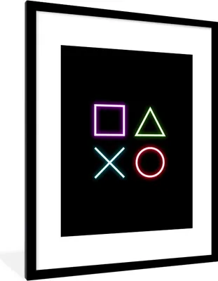 Produktbild von MuchoWow® Gerahmtes Poster Gaming - Neon - Konsole - Schwarz - Controller - Gaming 60x80 cm - Poster mit Schwarzem Bilderrahmen Wandposter Rahmen Foto Bilder - Wohnzimmer - Dekorationen - Prämie