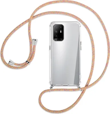 Produktbild von Handykette Backcover-Schutzhülle mit Band (Metall silberfarben) für Oppo A94 5G / F19 Pro+ 5G - Rainbow