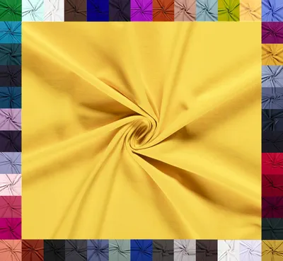 Locker drapiertes, elastisches Baumwoll-Jersey-Gewebe in Zitronengelb, 8 % Elasthan, Öko-Tex Klasse 1, Meterware für Bekleidung.