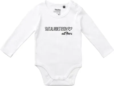 Produktbild von Huuraa Baby Body Sozialarbeiterin mit Herz 80 White  Baumwolle Fairtrade Langarmbody Geschenkidee