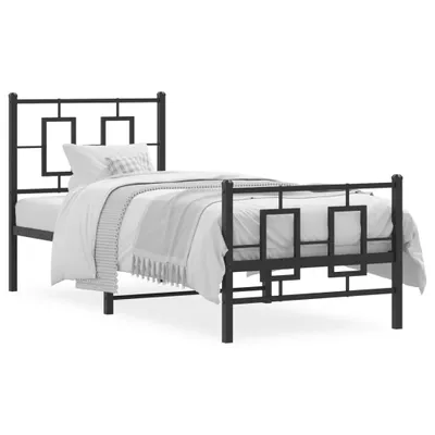 Produktbild von vidaXL Bettgestell mit Kopf- und Fußteil Metall Schwarz 75x190 cm