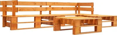Imagen del producto de Maison Exclusive - Juego de sofá de jardín de 4 piezas, fabricado con palets de madera, color miel