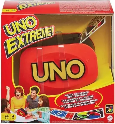 Produktbild von Uno Extreme Kartenspiel, Familienspiel, Mit Kartenwerfer, Sound- und Lichteffekten, Ab 7 Jahren, Mattel Games GXY75