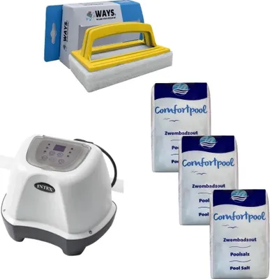 Produktbild von Intex - Salzwassersystem 26664GS & Poolsalz 60 kg & WAYS Scheuerbürste