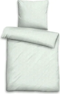 Produktbild von biberna Baumwoll-Jacquard-Satin Bettwäsche "BLATTDESIGN" MINT 135x200 cm