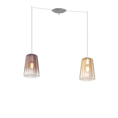Immagine prodotto di Sospensione Contemporanea Shaded Metallo Cromo Vetro Ambra E Rame 2 Luci E27