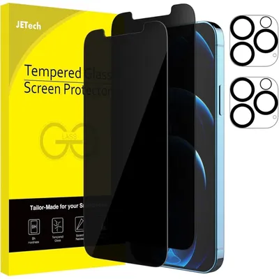 Immagine prodotto di Pellicola protettiva per schermo con protezione della fotocamera, compatibile con iPhone 12 Pro da 6,1 pollici, confezione da 2 pezzi, vetro temperato, con filtro privacy