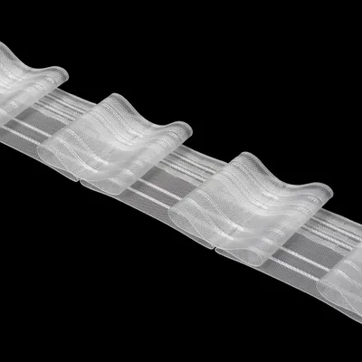 Produktbild von Gardinenband 10m Flachfalten Transparent-80mm 1:2.5 Kräuselband Faltenband