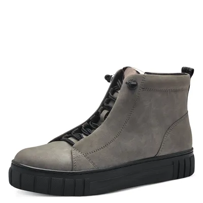 Produktbild von MARCO TOZZI Damen Stiefeletten zum Schnüren ohne Absatz mit Reißverschluss, Grau