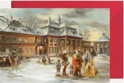 Obrázok produktu pre Mini adventný kalendár Pillnitz – barokový vianočný motív, pohľadnica