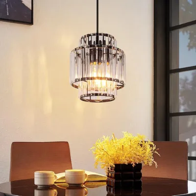 Produktbild von ZMH Pendelleuchte Esstisch 1 Flammig Hängeleuchte Kristall Hängelampe E27 Esszimmerlampe Hängende Glas Pendellampe Höhenverstellbar für Wohnzimmer