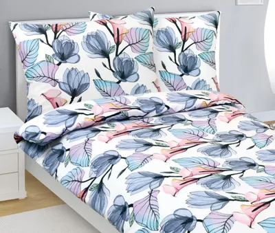 Image de Linge de lit en flanelle - Bleu, violet, rose - 140x220, 70x90
