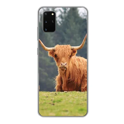 Produktbild von MuchoWow® Handyhülle Schutzhülle Hülle für Samsung Galaxy S20 Plus Schottische Highlander - Gras - Wald Silikon Softcase Handy Hülle - Hartschale