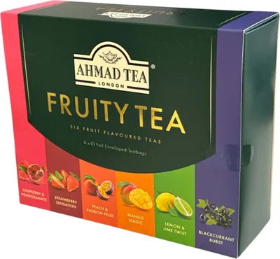 Produktbild von Ahmad Tea - Fruitytea – Sortiment - 6 Sorten 60 Teebeutel Geschenkidee teebox