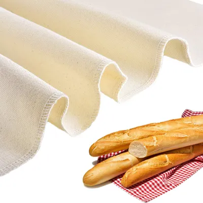 Produktbild von Bäckerleinen, Leinentuch zum Brotbacken, Teigtuch, Gärtuch, 66 x 90 cm, Gärtuch für Baguettes, Brotteig, Brotbacken, Teiggärung, 1 Stück