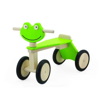 Image de Pintoy Vélo de marche en bois Grenouille avec 4 roues Vert