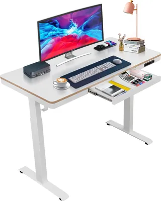 Produktbild von Höhenverstellbarer Tisch mit versteckter Schublade, Touchpad, USB Anschluss und 2 Speicherfunktionen. Elektrisch verstellbar für ergonomisches Arbeite
