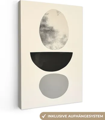 Obrázek produktu pro Obrazy na plátně 80x120 cm - Japandi - Tvary - béžová, obraz moderní, nástěnná dekorace, malba