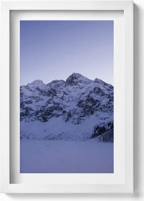 Produktbild von Landschaft mit schneebedeckten Bergen– Wandbild mit Rahmen – Gerahmtes Bild  – Wanddekoration – 20x30 cm – Weiß