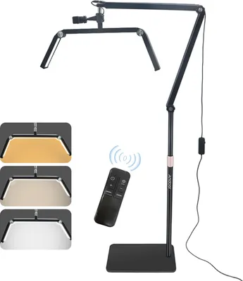 Zdjęcie produktu dla Andoer HD-M18X 36 W LED podłogowa lampa wideo, składane światło wypełniające LED, podłogowa lampa księżycowa, 3200 K šC 5600 K, ściemniana, z regulowanym metalowym stojakiem na światło, uchwytem na telefon, pilotem do makijażu w salonie kosmetycznym, transmisją na żywo, lampką nocną