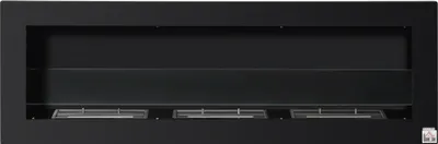 Produktbild von Wandmontierter -Ethanol Kamin mit 3 Brennboxen, 2000W, rauchfrei, Stahl, gehärtetes Glas, Schwarz, 120x40x15cm, 1L, 3h Brenndauer
