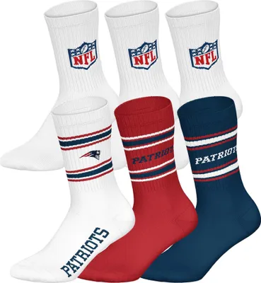 Produktbild von NFL Uni Socken, 6er Pack - NFL Teams, 6Pack Crew Socks, Football, Logo, Baumwollmischung New England Patriots/Weiß 39-42