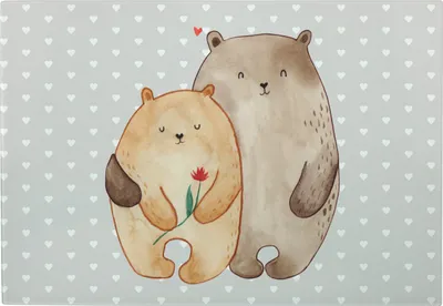 Produktbild von Mr. & Mrs. Panda Servierplatte Bären Liebe - Grau Pastell - Geschenk, Kuscheln, Verknallt, Schneidebrett, Umarmen, Verliebt, vesperbrett, Hackbrett, Bär, Glas, Freundin