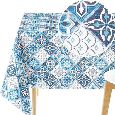 Image de Nappe en plastique 300 x 140 cm - 10 couverts - Nappe rectangulaire - Motif Azulejo