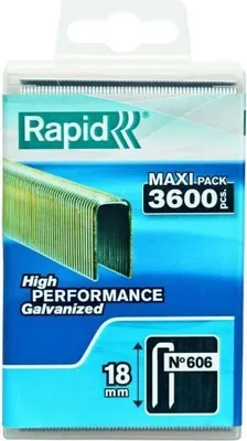 Obrázek produktu pro Spony RAPID N°606, 18 mm, pozinkované, 3600 kusů, úzké spony