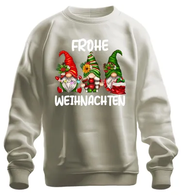 Produktbild von Frohe Weihnachten Wichtel Elf Gnome Zwerge - Weihnachten Sweatshirt Pullover, Natur, 3XL