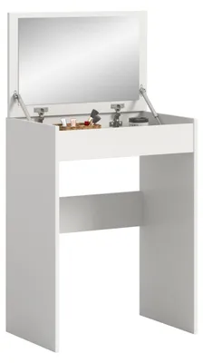 Schminktisch 62x84x40 cm weiß Melamin mit Spiegelklappe